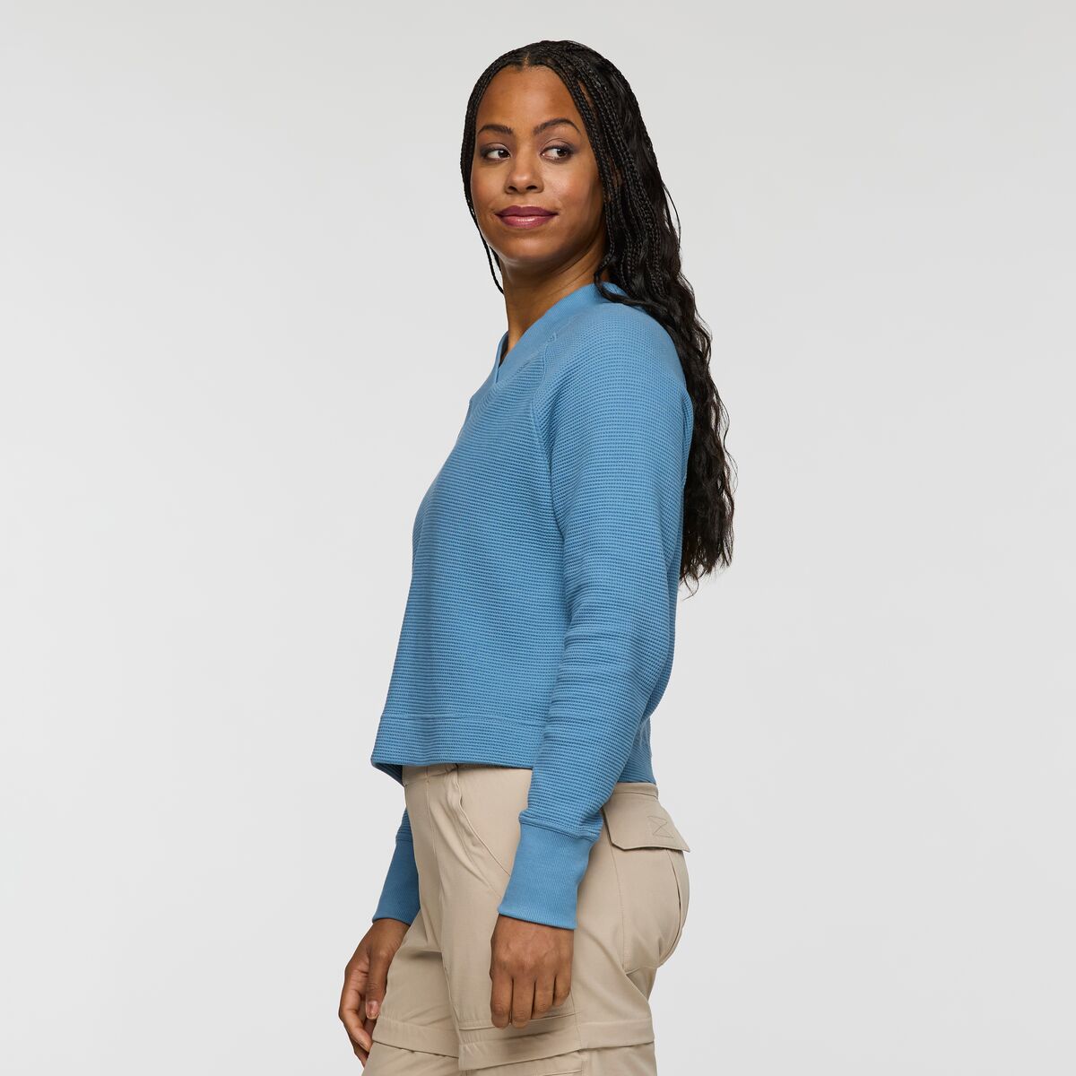 Alternative view of Atajo Long Sleeve Waffle V Neck   Women's