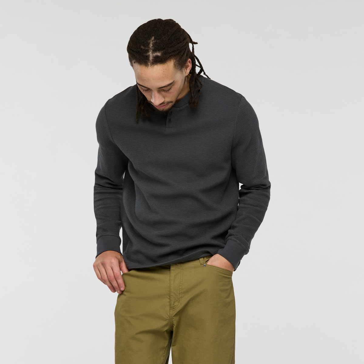 Atajo Long Sleeve Waffle Henley Men's - Image 8
